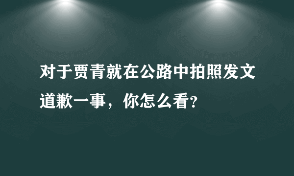 对于贾青就在公路中拍照发文道歉一事，你怎么看？