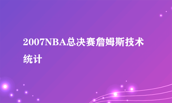 2007NBA总决赛詹姆斯技术统计