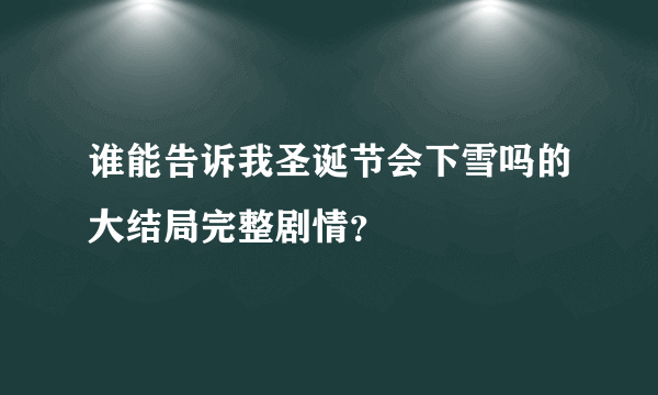 谁能告诉我圣诞节会下雪吗的大结局完整剧情？