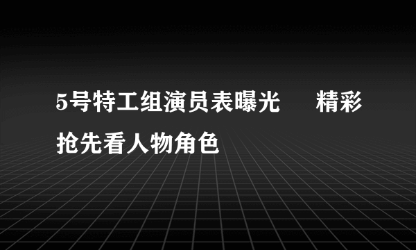 5号特工组演员表曝光     精彩抢先看人物角色