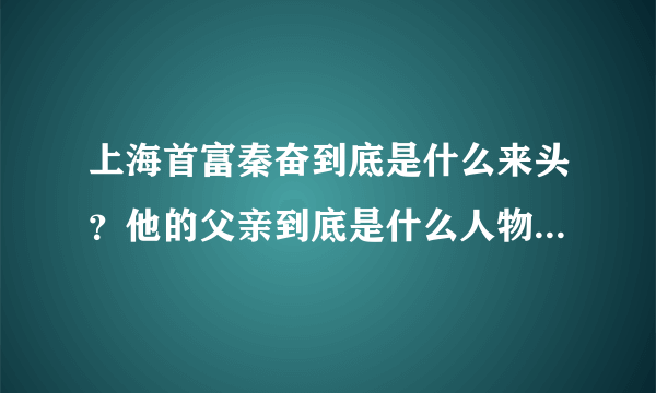 上海首富秦奋到底是什么来头？他的父亲到底是什么人物？王思聪呢