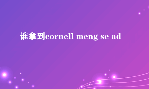 谁拿到cornell meng se ad