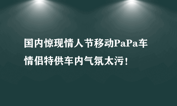 国内惊现情人节移动PaPa车 情侣特供车内气氛太污！