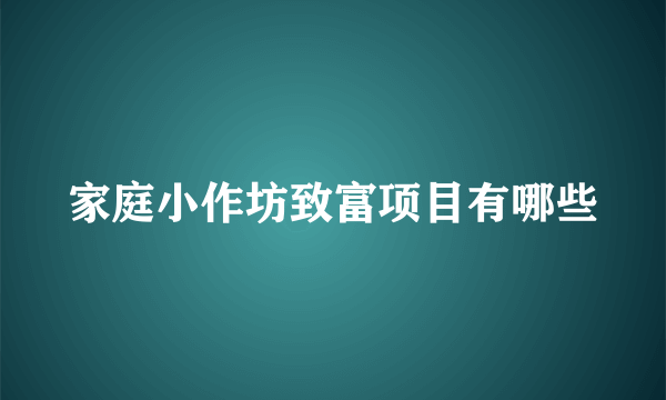 家庭小作坊致富项目有哪些