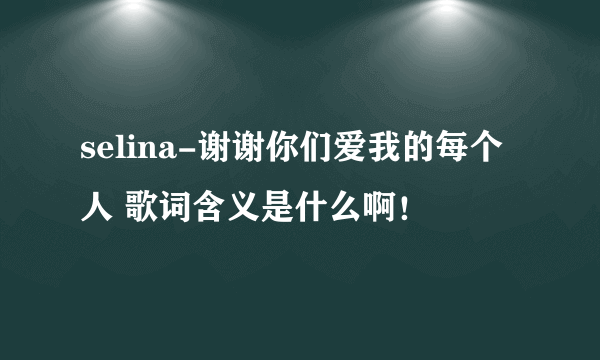 selina-谢谢你们爱我的每个人 歌词含义是什么啊！