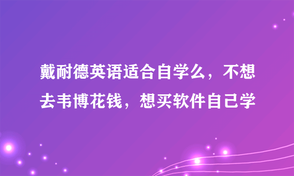 戴耐德英语适合自学么，不想去韦博花钱，想买软件自己学