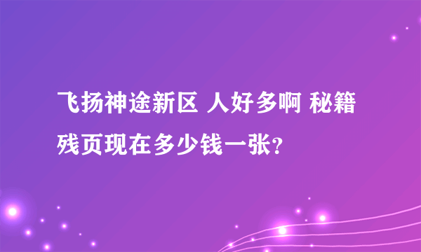 飞扬神途新区 人好多啊 秘籍残页现在多少钱一张？