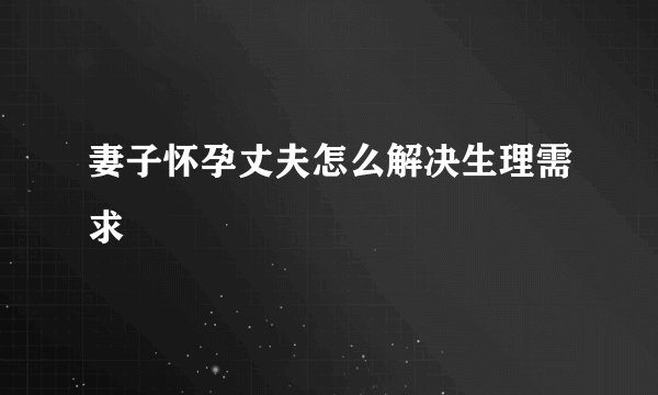 妻子怀孕丈夫怎么解决生理需求