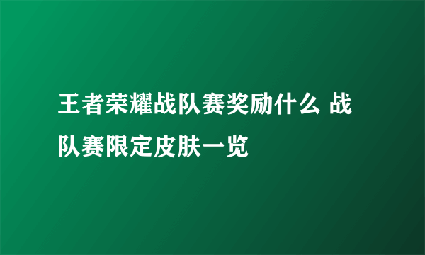 王者荣耀战队赛奖励什么 战队赛限定皮肤一览