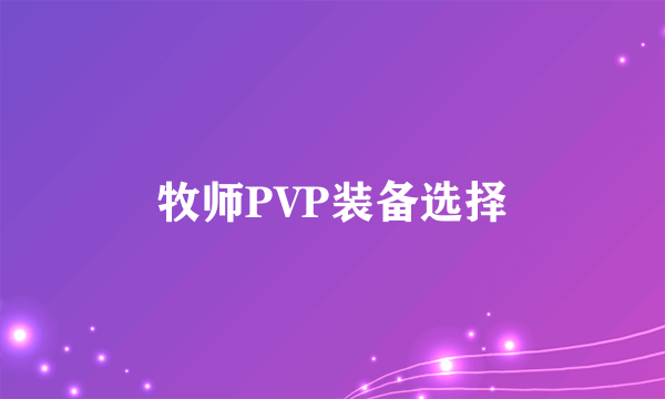 牧师PVP装备选择