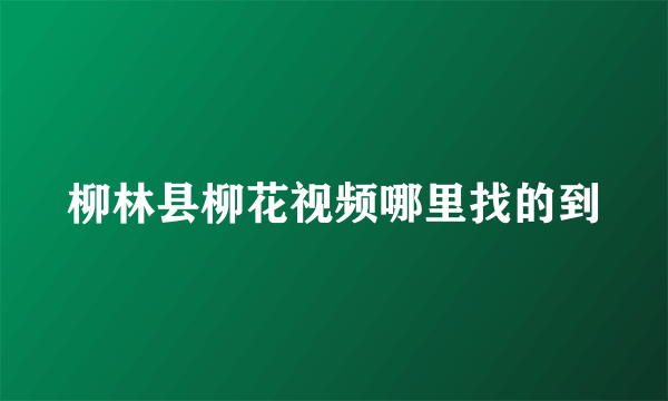 柳林县柳花视频哪里找的到