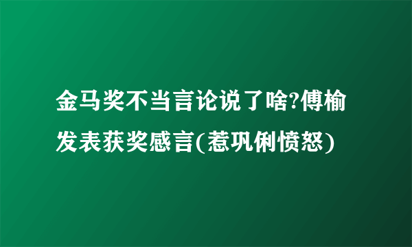 金马奖不当言论说了啥?傅榆发表获奖感言(惹巩俐愤怒)