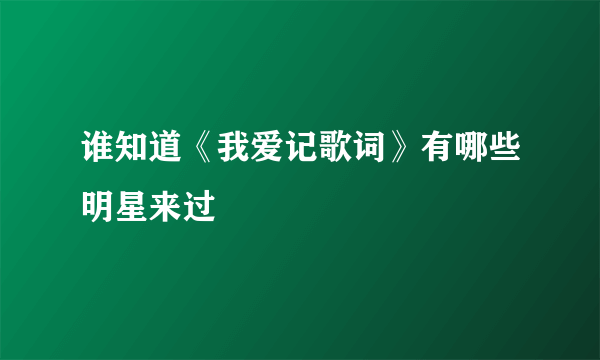 谁知道《我爱记歌词》有哪些明星来过