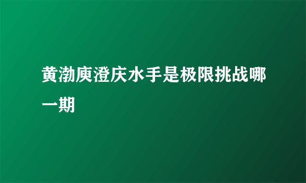 黄渤庾澄庆水手是极限挑战哪一期