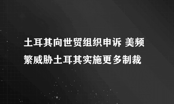 土耳其向世贸组织申诉 美频繁威胁土耳其实施更多制裁