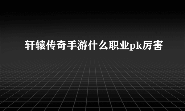 轩辕传奇手游什么职业pk厉害