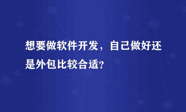 想要做软件开发，自己做好还是外包比较合适？