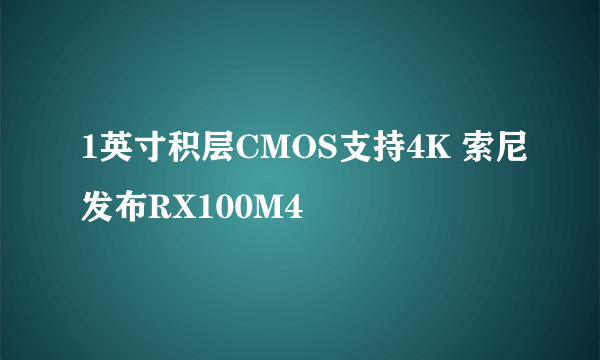 1英寸积层CMOS支持4K 索尼发布RX100M4