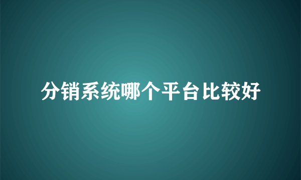 分销系统哪个平台比较好