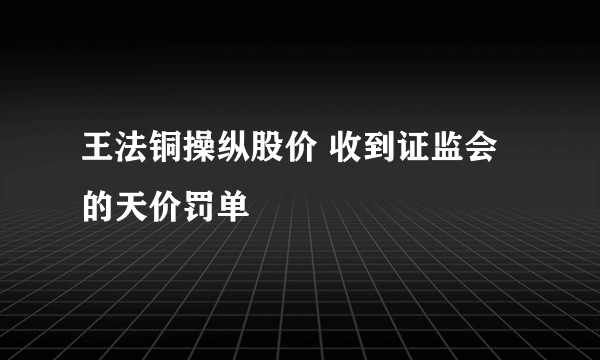 王法铜操纵股价 收到证监会的天价罚单