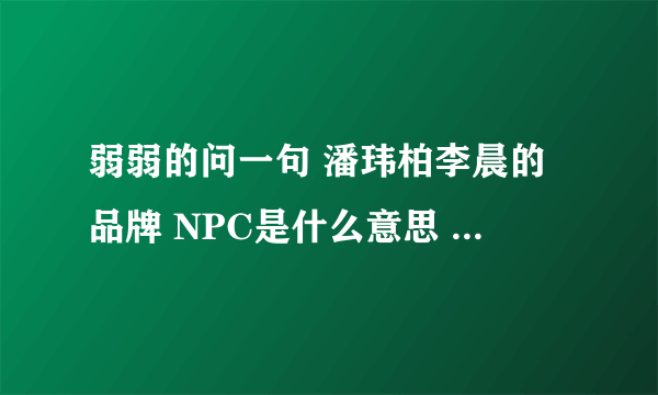 弱弱的问一句 潘玮柏李晨的品牌 NPC是什么意思 全称是？