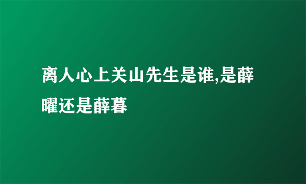 离人心上关山先生是谁,是薛曜还是薛暮