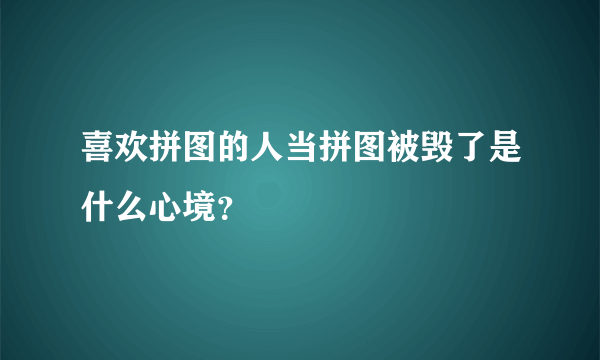 喜欢拼图的人当拼图被毁了是什么心境？