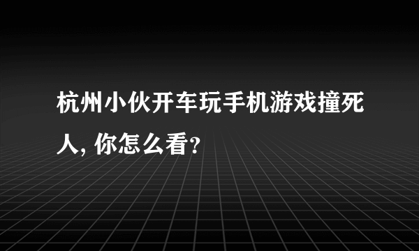 杭州小伙开车玩手机游戏撞死人, 你怎么看？