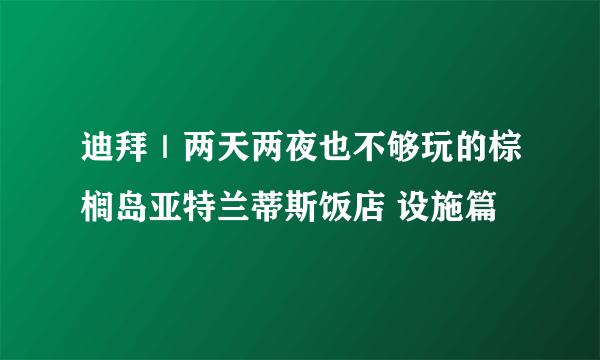 迪拜｜两天两夜也不够玩的棕榈岛亚特兰蒂斯饭店 设施篇