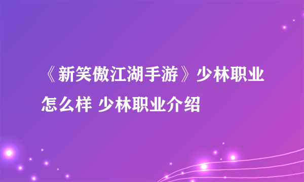 《新笑傲江湖手游》少林职业怎么样 少林职业介绍