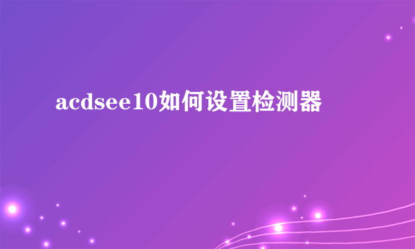 acdsee10如何设置检测器