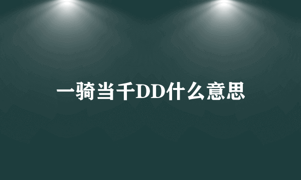 一骑当千DD什么意思