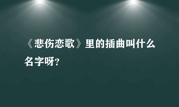 《悲伤恋歌》里的插曲叫什么名字呀？