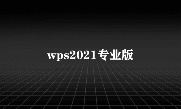 wps2021专业版