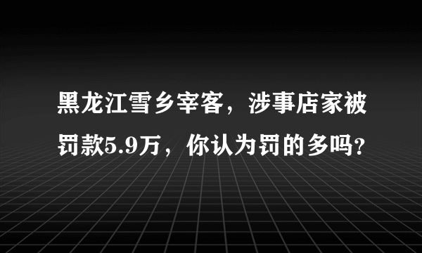 黑龙江雪乡宰客，涉事店家被罚款5.9万，你认为罚的多吗？