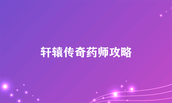 轩辕传奇药师攻略