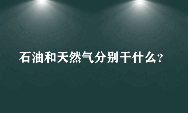 石油和天然气分别干什么？