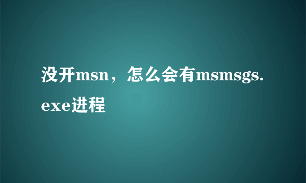 没开msn，怎么会有msmsgs.exe进程