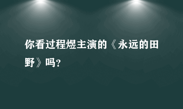 你看过程煜主演的《永远的田野》吗？