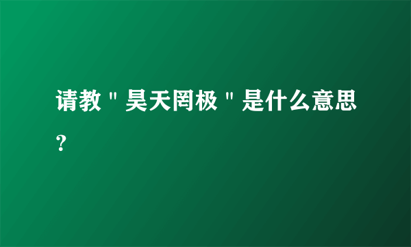 请教＂昊天罔极＂是什么意思？