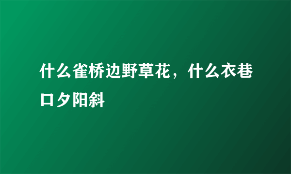 什么雀桥边野草花，什么衣巷口夕阳斜