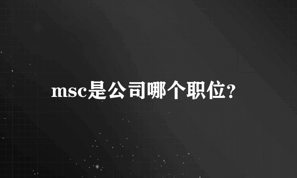 msc是公司哪个职位？