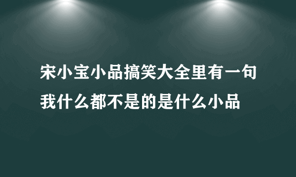 宋小宝小品搞笑大全里有一句我什么都不是的是什么小品