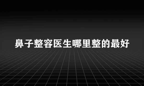 鼻子整容医生哪里整的最好