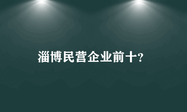 淄博民营企业前十？