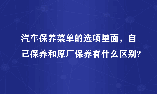 汽车保养菜单的选项里面，自己保养和原厂保养有什么区别?