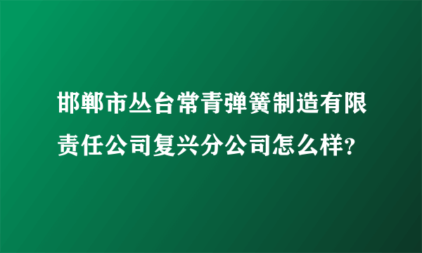 邯郸市丛台常青弹簧制造有限责任公司复兴分公司怎么样？