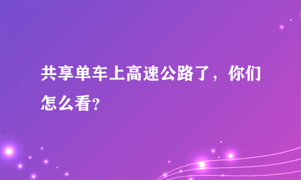 共享单车上高速公路了，你们怎么看？