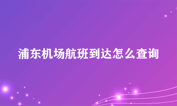 浦东机场航班到达怎么查询