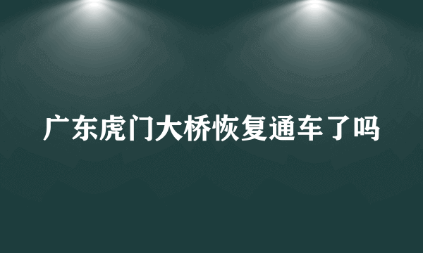 广东虎门大桥恢复通车了吗